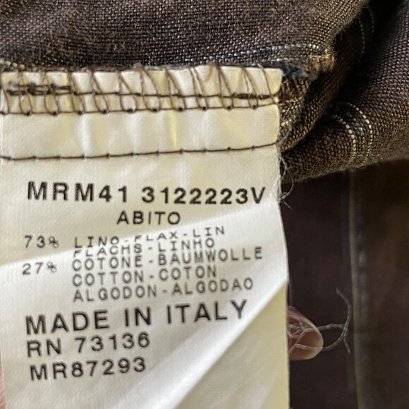 Marina Rinaldi Brown Striped Linen Cotton Button-Up Maxi Dress Made In Italy u - Picture 5 of 12